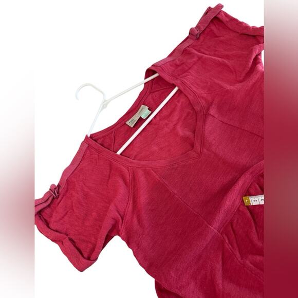 Anthropologie Saturday Sunday Kathie Flounced Mini Dress Pink‎ Red-Small - Picture 6 of 10